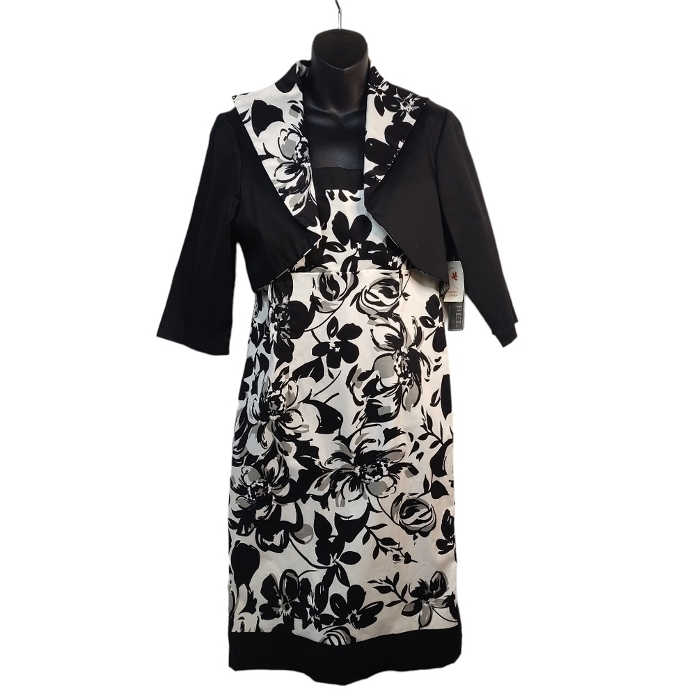 Jolibel Women's Black White 2 Pieces Jacket & Dress Set Size 10 NWT